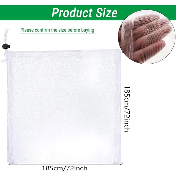 Hyönteis- ja lintuverkko vetoketjulla, puutarhasuoja kasvien hedelmien ja kukkien suojaamiseen hyönteisiltä ja linnuilta (185 cm x 185 cm)-FQ4- 185×185cm