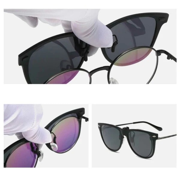 Clip-on Wayfarer aurinkolasit musta - Kiinnitetään olemassa oleviin silmälaseihin