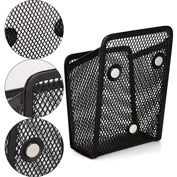 2 Pak Magnetisk Opbevaringskurv, Sort Halvcirkel Metal Opbevaringshylder til Køleskab, Skab Tilbehør, Kontorartikler Organizer