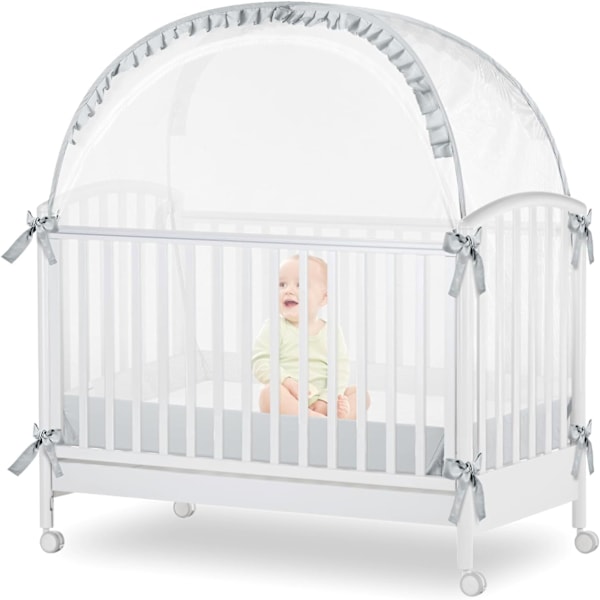 Baby Sengehimmel Teltnett for å forhindre at barnet klatrer ut, Babysikkerhetstelt Sprinkelseng Baldakin Nett Fall og Myggstikk