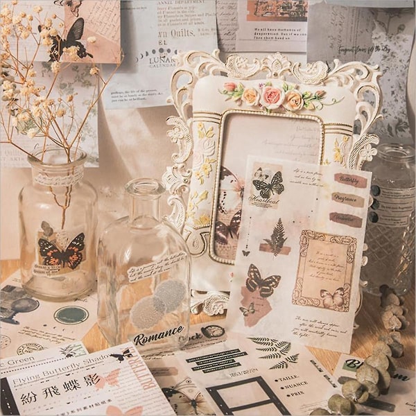 40 ark Naturtema Washi Klistermärkesbok för Vuxna Botaniska Växt Klistermärken Junk Journaling Sc