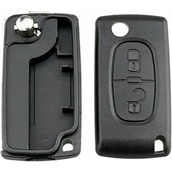 Knappar Nøkkelhus kompatibel CE0523 Folding Flip Nøkkel for Peugeot 207 307 308 407 408 3008 5008 Citroen C2 C3 C4 C5 C6 C8 (2 knapper, CE0523)
