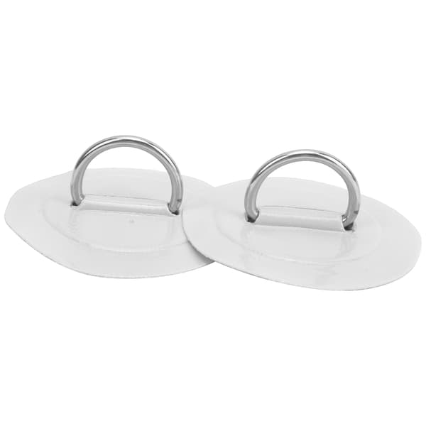 2 stk Oppblåsbar Båt Kajakk PVC Marine Rustfritt Stål Fast Spenne D Ring Pad Patch Hvit