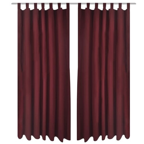 vidaXL 2-pack gardiner med öljetter vinröd microsatin 140 x 175 cm Red Röd