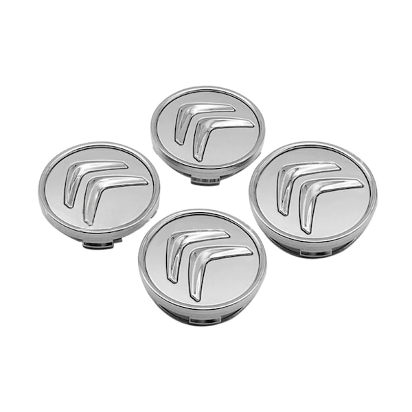 4-Pakning - Citroën Sentrumskapsler / Hjulkapsel Emblem - B 90 60mm - Silver