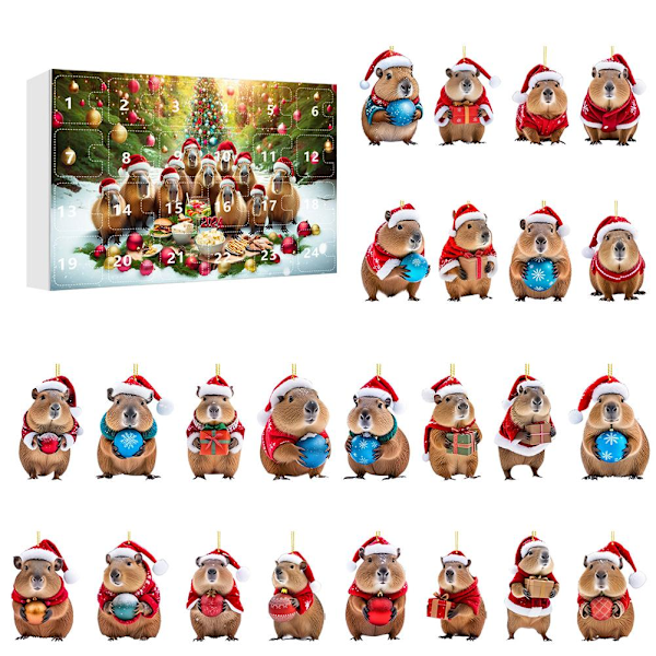 Capybara Adventskalender 2024, 2D Akryl Capibara Hänge E 1pcs