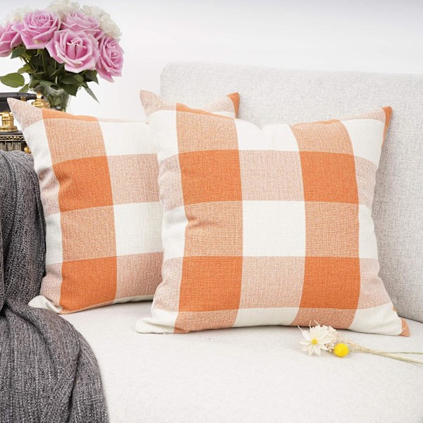 Retro Gårdshus Buffalo Tartan Rutete Bomull Lin-X71-