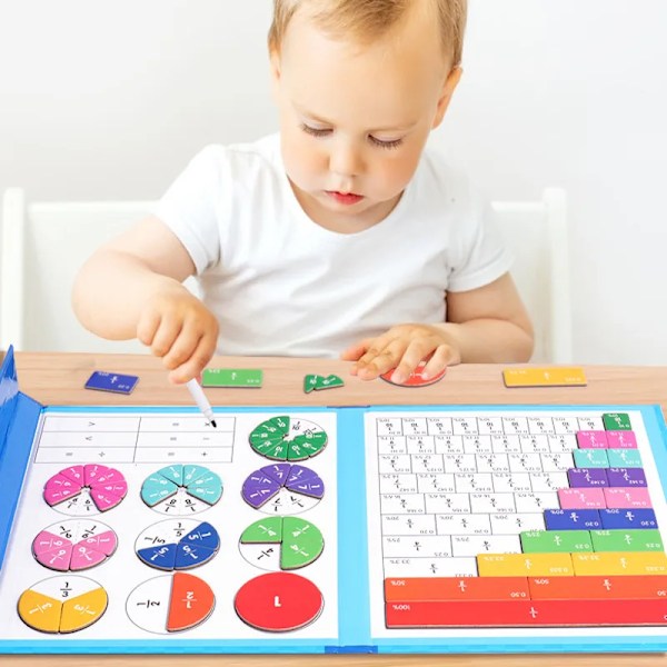 Magnetisk Bråk Lärande Matematik Leksak Montessori Aritmetik Lärande Hjälpmedel Trä Bok Utbildningsleksaker För Barn