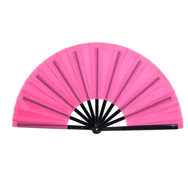 Rose Red Fan - Solid Color - Extra Large 33cm - Theater - Plastic Base Mörkrosa pink