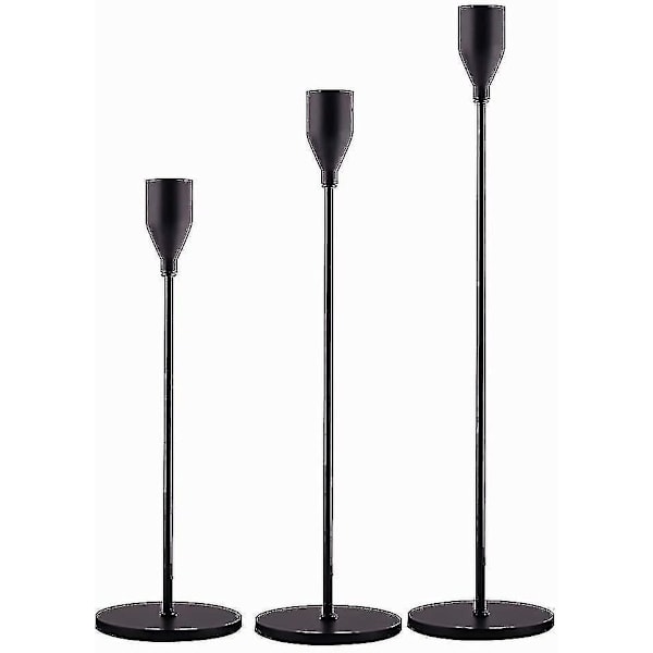 Matt svart ljusstake set med 3 för koniska ljus, dekorativ-X71-