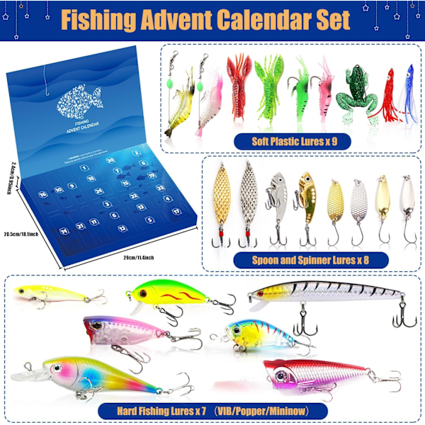 Fiske Adventskalender 2024 - 24 dagar av julnedräkning med fiskedrag för fiskare vuxna män tonårspojkar
