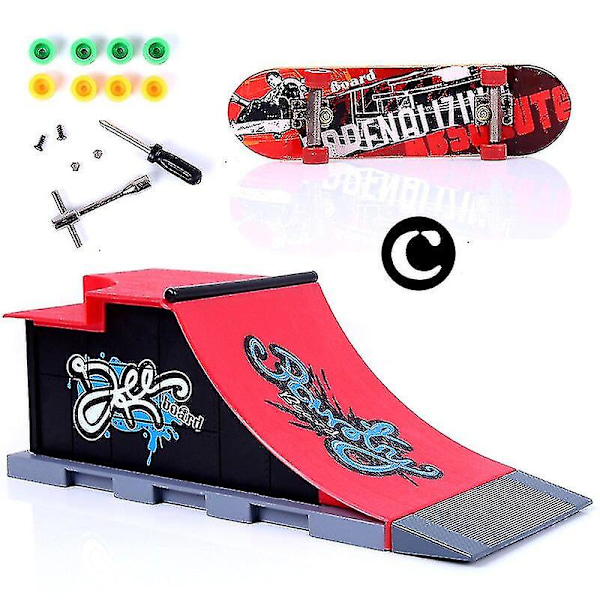 Mini skatepark til finger skateboard, kombination af legetøjs-skatepark og rampe, skatepark-rampe, stil A Style C