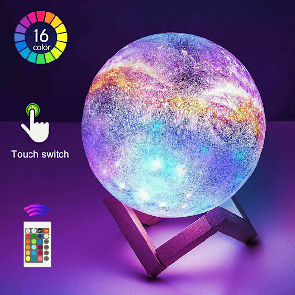 Månelys stjernehimmel nattplanet malt 3D soveromsbordslampe-X71-