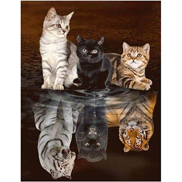 Diamantmaling / Diamond Painting 30x40cm - Katter Tigrar