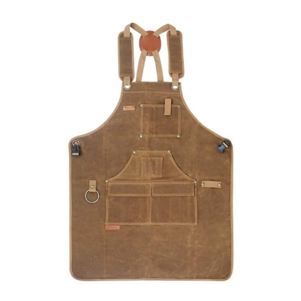 Waxed Canvas Carpenter Apron for Men and Women | Durable Work Apron with Pockets | Back Support Straps | Adjustable Tool Apron-FQ4-