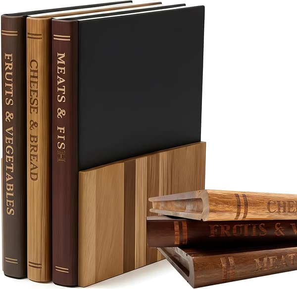 Book-shaped Cutting Board Set, Book Cutting Board Set, 3 Pcs Book-shaped Cutting Boards with Stand, Cutting Board Library