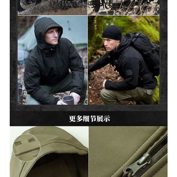 Hösten och vintern Soft Shell Hajskinn varm kostym män och kvinnor med samma utomhuskläder Special Forces kamouflage träningskläder black1 XXXL