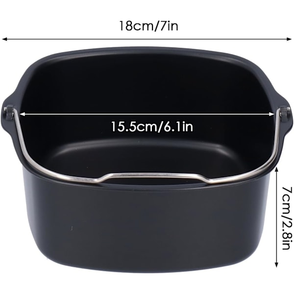 Luftfritøsbakform for HD9925 HD9860 HD9905/01 Airfryer tilbehør, 18 cm kvadratisk jern luft fryer kakeform luftfritøsbakplate kakefat erstatning