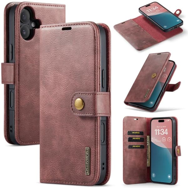 iPhone 17 Leather Case with Crazy Horse Texture and Detachable Magnet