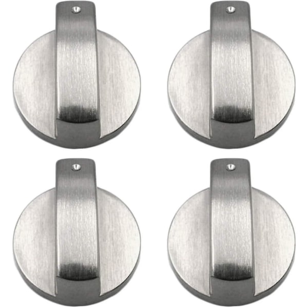 Gasspisknoppar, 4 delar, metall, 6 mm, silverfärgade, justeringsknappar för gasspis eller ugn Bdliv