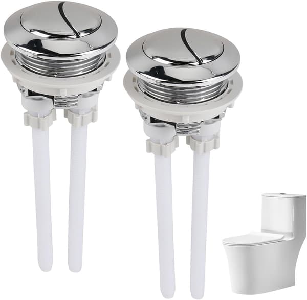 Toalettspyleknapp universal 2 stk 38mm, dobbel spyleknapp erstatning standard