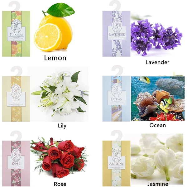 Doftpåsar, 6-pack, naturligt slipmedel, lavendelpåsar, hängande garderobsfräschare-X72-