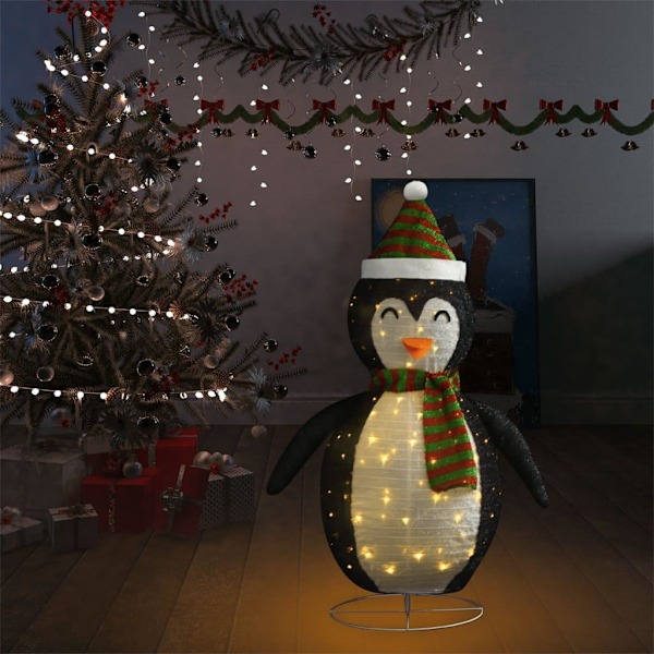 vidaXL Koristeellinen pingviini LED-valoilla, ylellinen kangas, 120 cm
