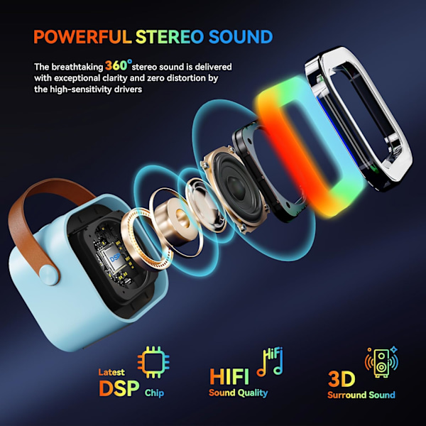 Karaoke-maskin för barn och vuxna, bärbar Bluetooth Mini Karaoke-mikrofon Sånghögtalare med 2 mikrofoner och ljus, leksaker
