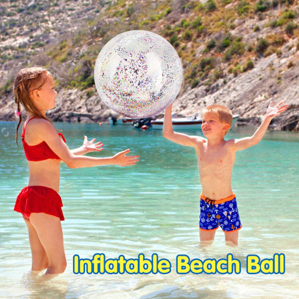 Badboll, vatten- och strandbollar, 1 st Glitter Uppblåsbara Badbollar sommar, Glittriga badbollsleksaker för barn Vuxna - Flerfärgade (16 tum)
