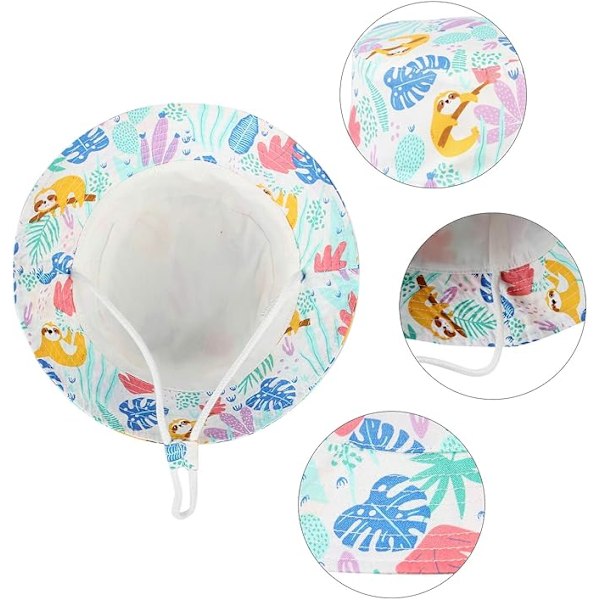 Solhatt Baby Pojkar Barnhatt Sommarhatt Flickor (Vita Löv)-X71-