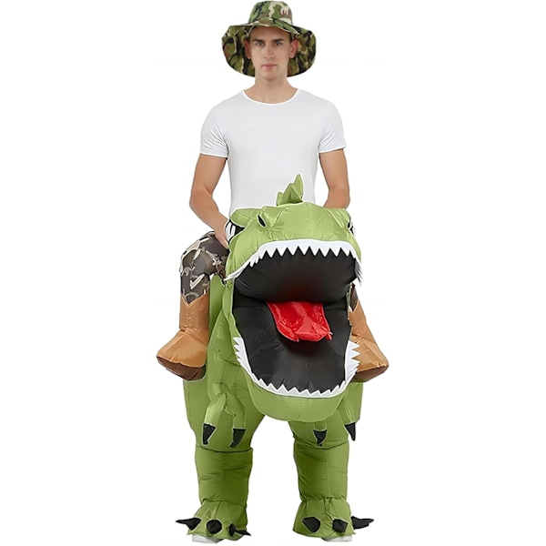 Oppustelig Dinosauruskostume T Rex Luftblæser Sjovt Udklædningskostume Halloweenkostume til Voksne