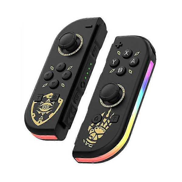 BT 5.2 RGB LED-switch L/R JoyCon-spelkontroll för Nintendo Switch/Lite/Oled JoyCon-spelkontroller med dubbel vibration (svart guld)