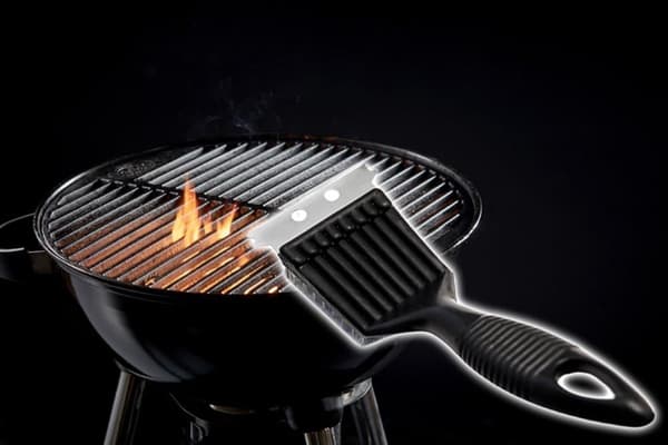 Grillbørste i rustfritt stål med skrape, for kullgrill, elektrisk grill og røyker