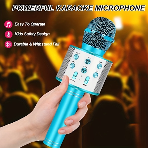 Trådlös BT Karaoke Mikrofon, Portabel Mikrofon Utomhus Hem Liten Högtalare blue