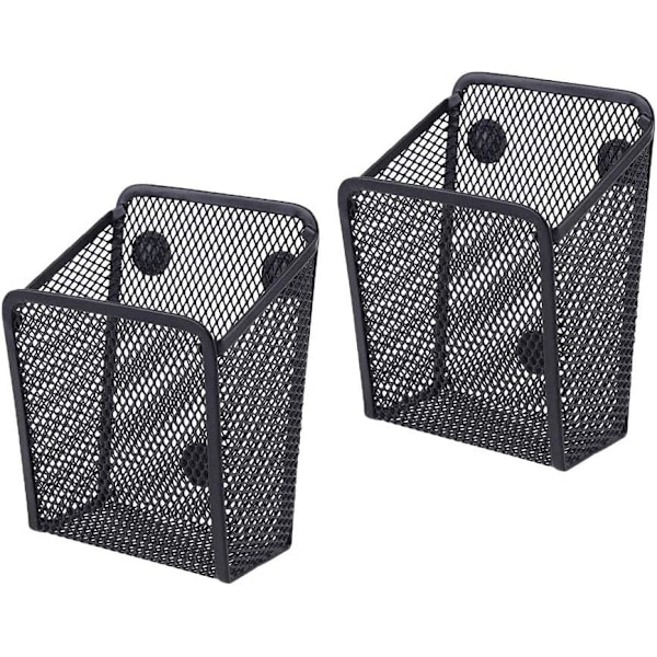 2 Pak Magnetisk Opbevaringskurv, Sort Halvcirkel Metal Opbevaringshylder til Køleskab, Skab Tilbehør, Kontorartikler Organizer