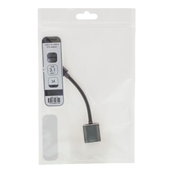 USB-C 3.1 Gen 1 til USB-A OTG adapter aluminium hvid taske grå