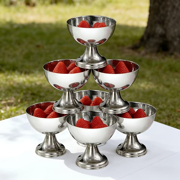 Dessertskåler i rustfritt stål med stett for is, pudding og snacks 6pc cup set
