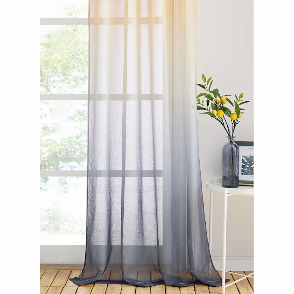 Gradient Gennemsigtige Gardiner - Naturlig Hør Voile Dekoration