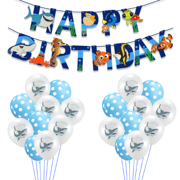 Hitta Nemo Shark Dory Tecknat djur Komisk födelsedag Glada alfabetballonger Set: Lägg till kul på ditt barns födelsedagsfest! Package 4
