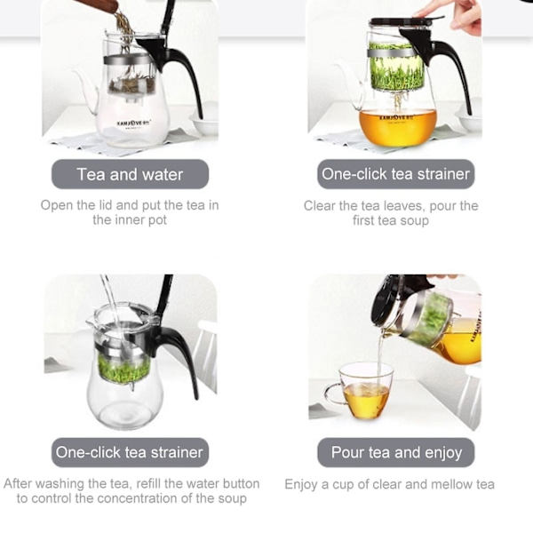 Tekanne Varmebestandig Glass Teservis, Kapasitet: 600ml [kk]