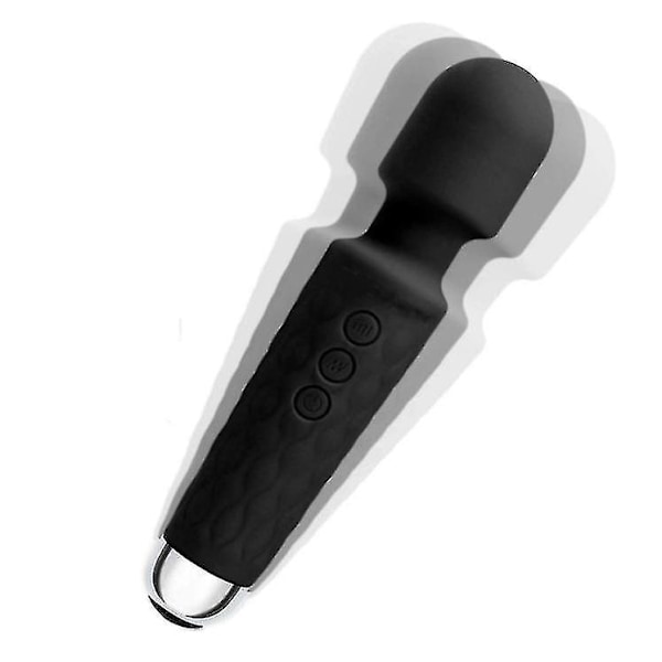 Stavmassager, Trådløs elektrisk massager med 8 ekstremt kraftfulde hastighedsområder og 20 pulseringer - USB genopladelig (Sort)
