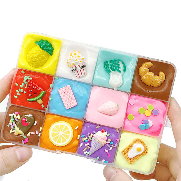 DIY fluffigt slam fruktfat slam lera gift barn vuxen stressavlastning leksak