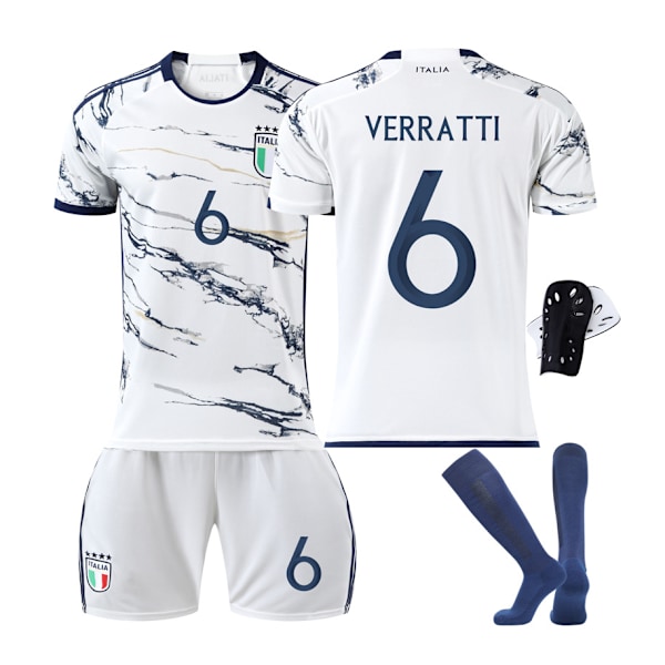 23-24 säsongens Europacup Italiens bortafotbollströja 6 Verratti 1 Donnarumma 18 Barella tröja No. 6 away with socks and gear No. 6 away with socks and  gear #28