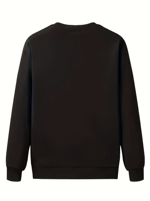 Fleeceforet Crew Neck Sweatshirt til Mænd, Langærmet Vintertrøje, Varm Casual Top M Black