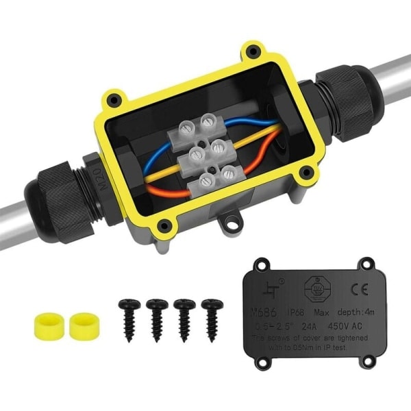 Udendørs forbindelsesboks IP68 Vandafvisende elektrisk kabelforbindelse Forbindelsesboks 2-vejs forbindelsesboks til kabel Ø 4 til 14 mm -