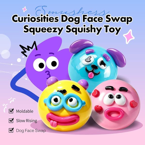 Smushers Squishy-Curiosities Smushers Koiran kasvojen squishy Pink