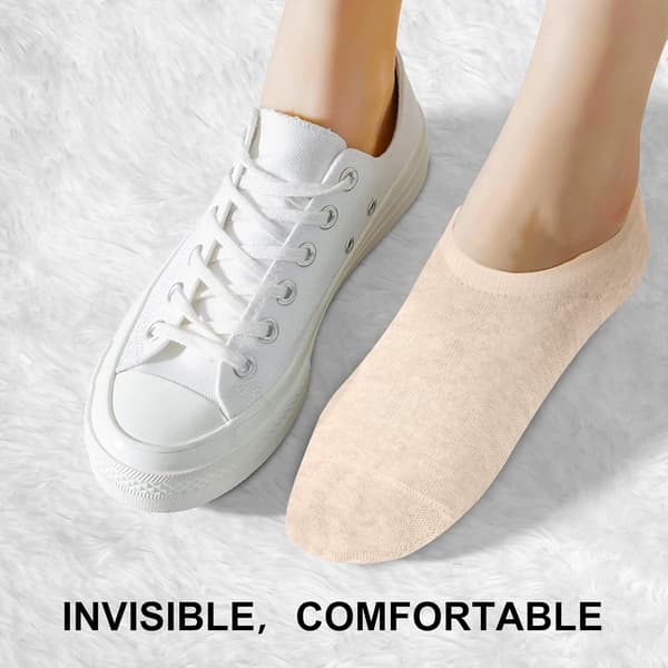 Usynlige Strømper No Show Strømper til Kvinder Casual Lave Strømper med Skridsikkert Greb Bomuldsstrømper 6 Par 3Sort+3Beige 3Black+3Beige 45390
