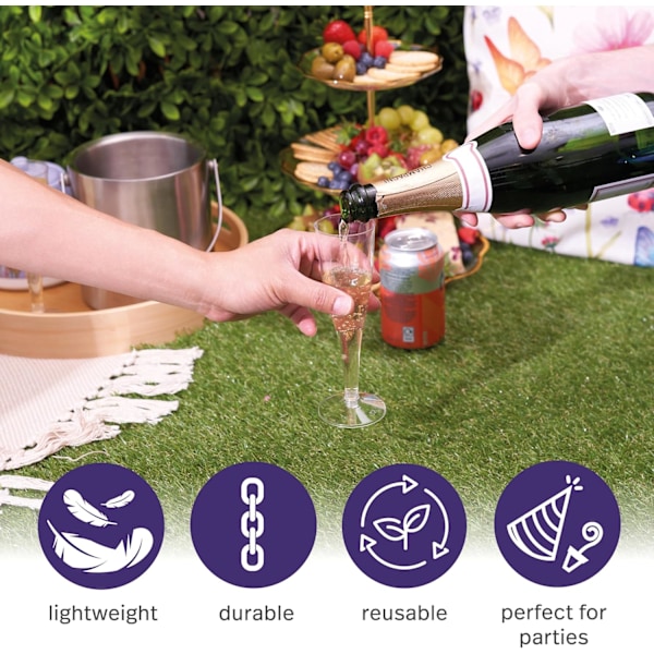 24 Premium Läpinäkyvää Muovista Samppanjalasia, 133ml - Uudelleenkäytettävät Maljat, Cocktail Prosecco Lasit Häihin, Syntymäpäiviin Clear