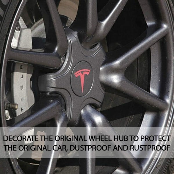 4 kpl mattamustat punaiset Tesla Model 3 navikapselit