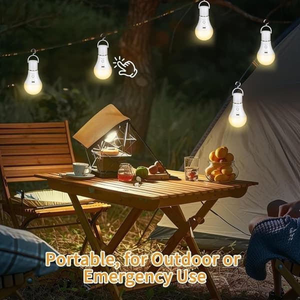 2-pack Rechargeable LED Lamp with Remote Control – E27, USB, 3 Colors, Dimmable, Touch Control, Outdoor and Emergency Light 2-Pack